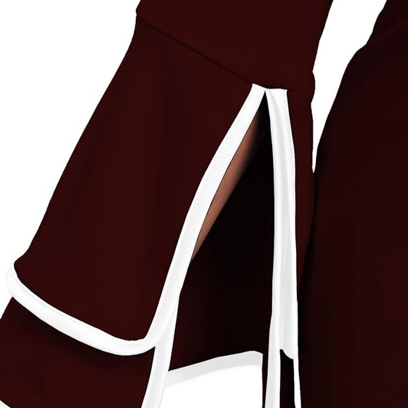 Church Dress for Women Flared Sleeve Midi Pencil Dress Elegant Teacher Office Bu - Picture 3 of 4